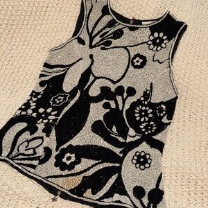 Floral Black and White Women's Top